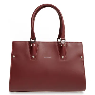 Longchamp Paris Premier Leather Satchel In Burgundy