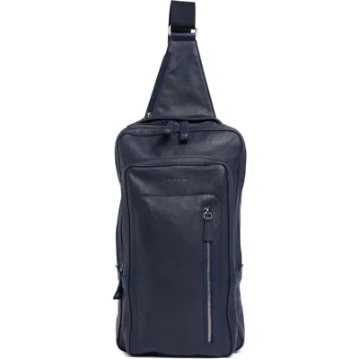 Longchamp Parisis Leather Sling Crossbody Bag In Navy