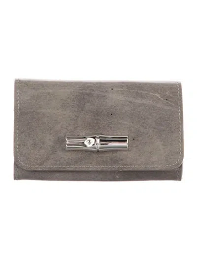 Pre-owned Longchamp Patent Leather Coin Pouch In Brown