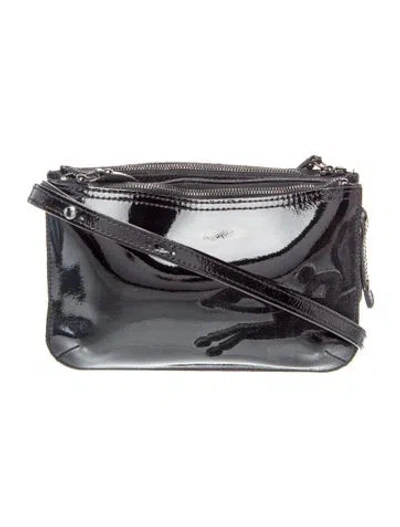 Pre-owned Longchamp Patent Leather Crossbody Bag In Black