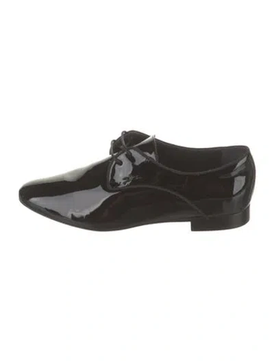 Pre-owned Longchamp Patent Leather Oxfords In Black