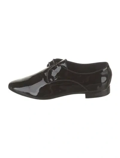 Pre-owned Longchamp Patent Leather Oxfords In Black