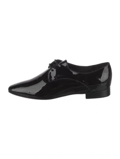 Pre-owned Longchamp Patent Leather Oxfords In Black