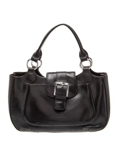 Pre-owned Longchamp Patent Leather Shoulder Bag In Black