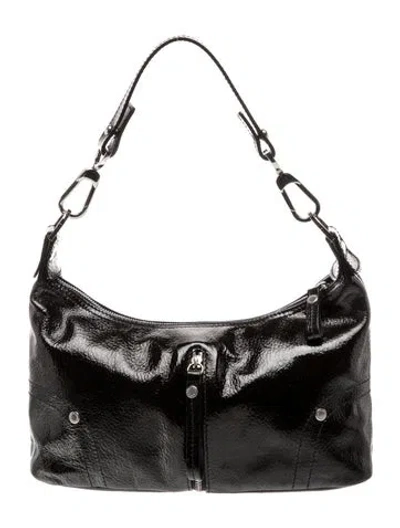 Pre-owned Longchamp Patent Leather Shoulder Bag In Black