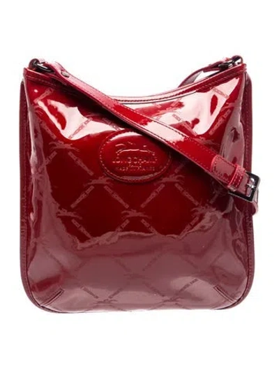 Pre-owned Longchamp Patent Leather Shoulder Bag In Burgundy