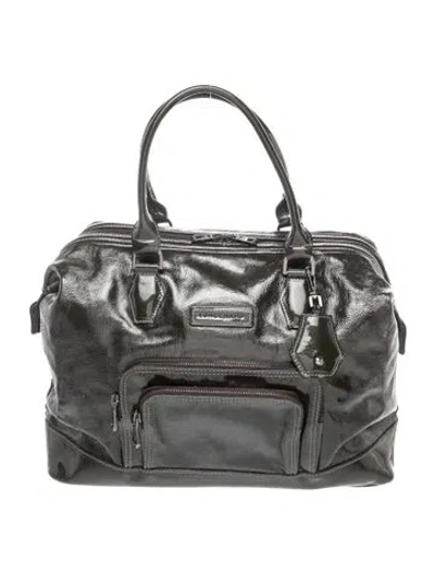 Pre-owned Longchamp Patent Leather Top Handle Bag In Black