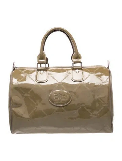 Pre-owned Longchamp Patent Leather Top Handle Bag In Green