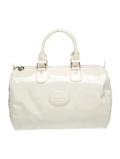Pre-owned Longchamp Patent Leather Top Handle Bag In Neutrals