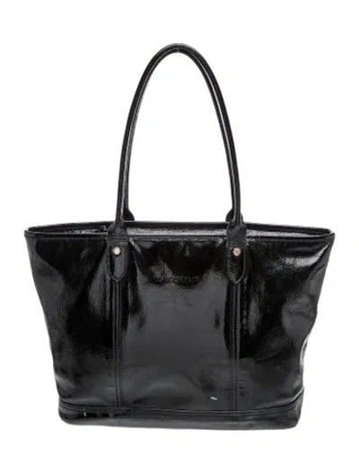 Pre-owned Longchamp Patent Leather Tote In Black