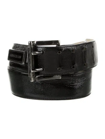 Pre-owned Longchamp Patent Leather Waist Belt In Black