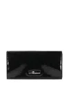 Longchamp Patent Plaque Wallet In Black