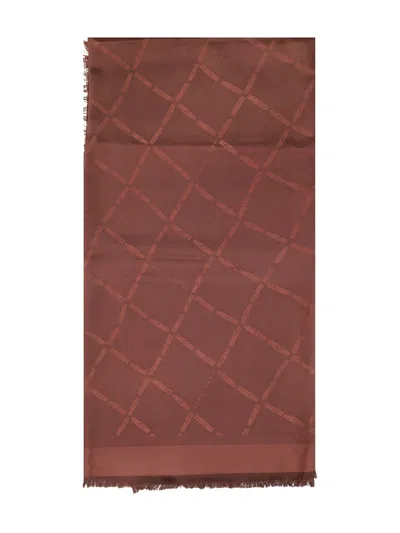 Longchamp Patterned Scarf In Brown