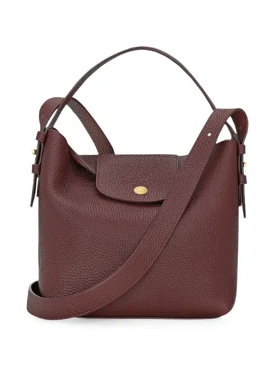 Longchamp Pebbled Leather Tote Bag In Brown