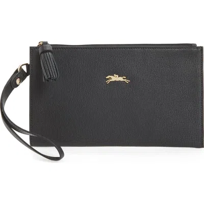 Longchamp Pénélope Textured Leather Clutch In White