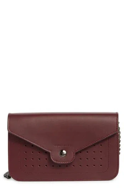 Longchamp Perforated Leather Wallet On A Chain In Brown