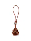 Longchamp Pine-cone Leather Keyring In Brown