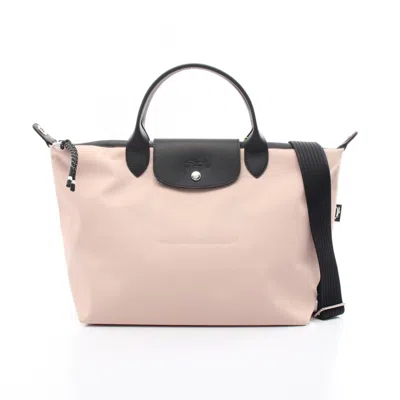 Pre-owned Longchamp Pink Canvas Leather Tote Bag ()