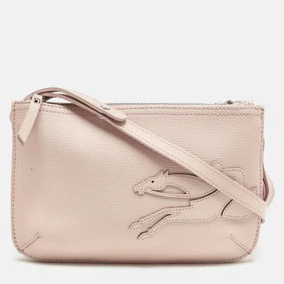 Pre-owned Longchamp Pink Leather Double Zip Crossbody Bag