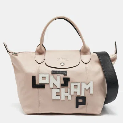 Pre-owned Longchamp Pink Leather Patch Le Pliage Tote