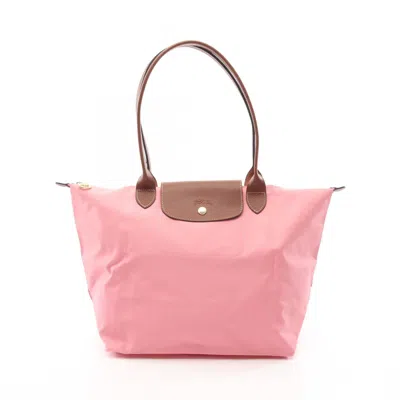 Pre-owned Longchamp Pink Nylon Leather Tote Bag () In Multi