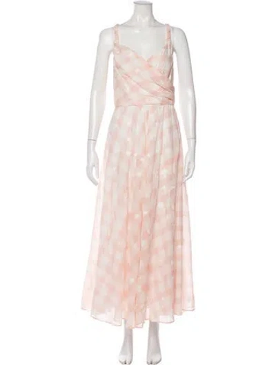 Pre-owned Longchamp Plaid Print Long Dress In Pink