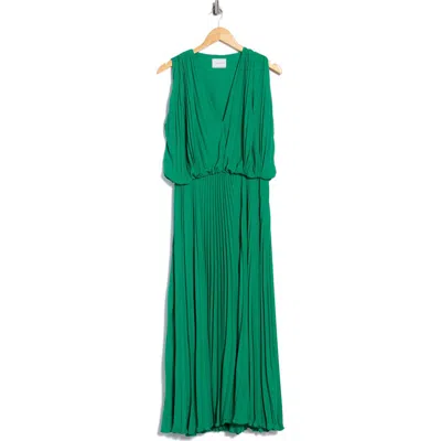 Longchamp Pleated Maxi Dress In Green