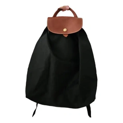 Pre-owned Longchamp Pliage Cloth Backpack In Black