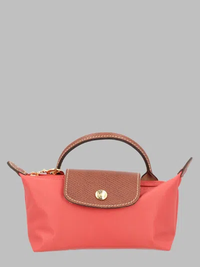 Longchamp Le Pliage Canvas Pouch With Handle In Brown