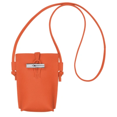 Longchamp Phone Case With Lace Roseau In Orange