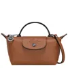 Longchamp Le Pilage Xtra Brown Medium Shoulder Strap With Removable Shoulder Strap And Embossed Lgoo On The Fr In Cognac