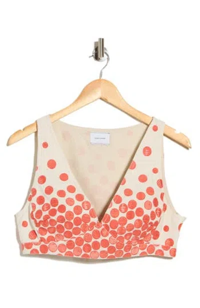 Longchamp Polka Dot Cropped Tank In Beige/ Orange