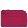 Longchamp Card Holder Le Foulonné In Beetroot
