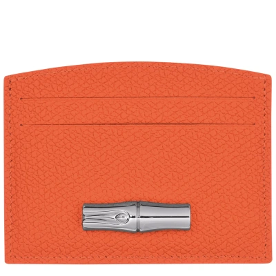 Longchamp Card Holder Roseau In Orange