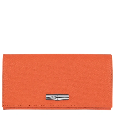 Longchamp Continental Wallet Roseau In Orange