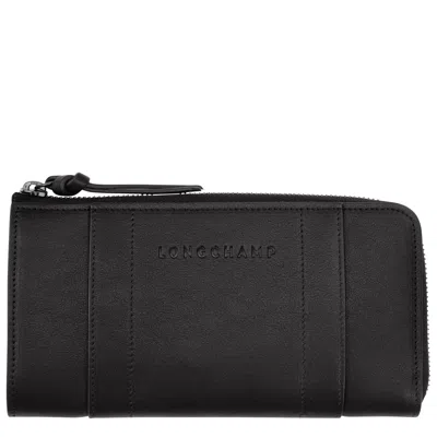 Longchamp Portefeuille Zippé  3d In Black