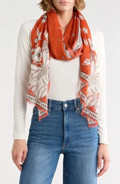 Longchamp Print Scarf In Orange