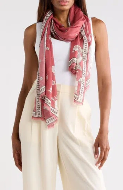 Longchamp Print Scarf In Pink