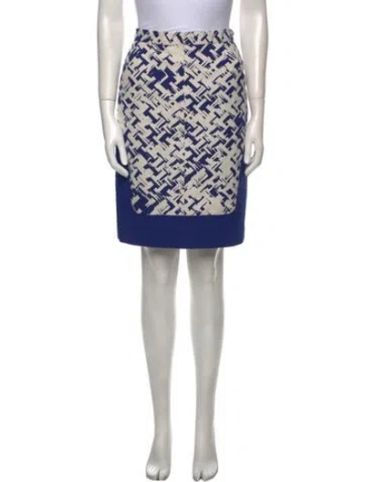 Pre-owned Longchamp Printed Knee-length Skirt W/ Tags In Blue
