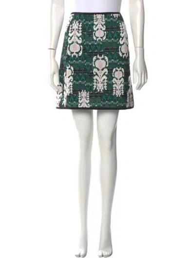 Pre-owned Longchamp Printed Mini Skirt In Green