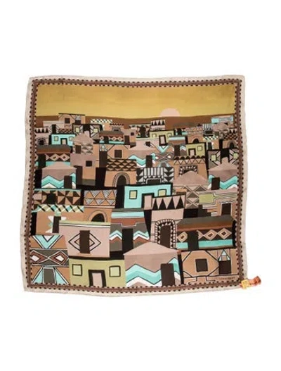 Pre-owned Longchamp Printed Scarf In Neutral