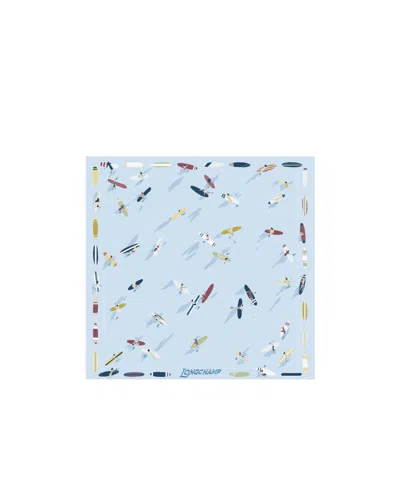 Longchamp Printed Silk Scarf In Sky-blue