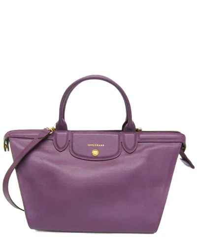 Pre-owned Longchamp Purple Leather Handbag (authentic Pre-loved)