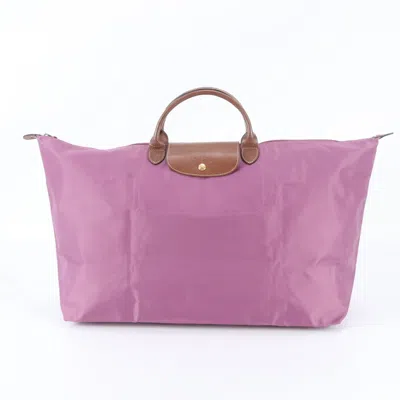 Pre-owned Longchamp Purple Leather Nylon Handbag Shoulder Bag Tote Bag ()