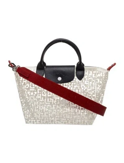 Pre-owned Longchamp Pvc Top Handle Bag In Black