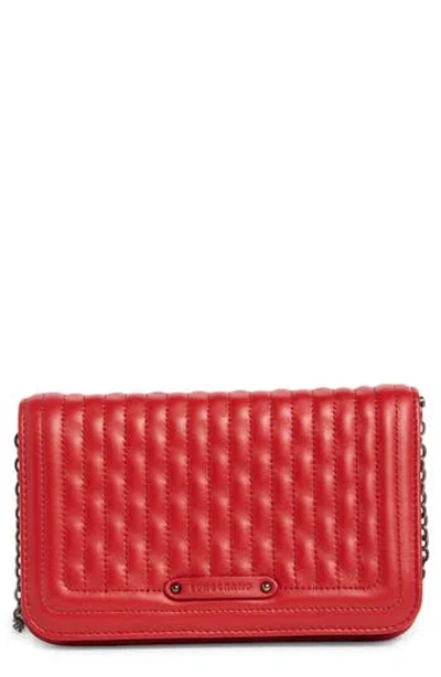Longchamp Quilted Leather Wallet On A Chain In Red