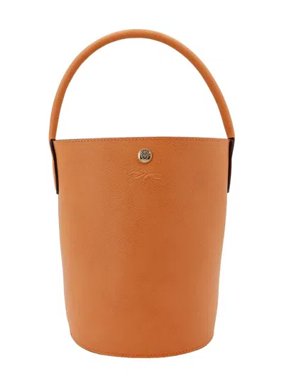 Longchamp Re Logo Embossed Small Bucket Bag In Orange