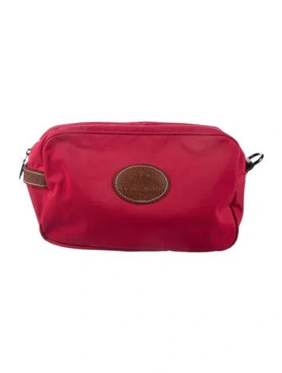 Pre-owned Longchamp Rectangular Nylon Cosmetic Bag In Red