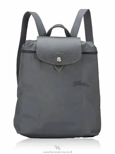 Longchamp Recycled Canvas Backpack In Graphite In Pink