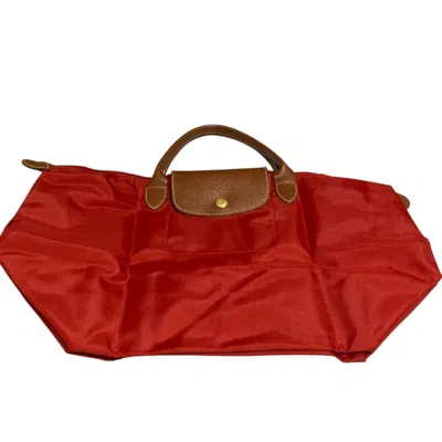 Pre-owned Longchamp Red Color Nylon Handbag Tote Bag ()